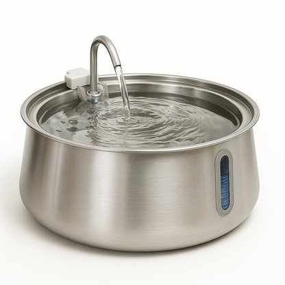 Miezico Katzen Trinkbrunnen aus Edelstahl – leise, hygienisch & filtert Wasser